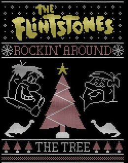 Flintstones Rockin Around The Tree Women's Christmas T-Shirt - Black - XS
