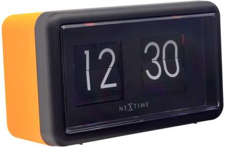 Flip Klok - Tafel of Wandklok -Oranje|Zwart -18x10x7 cm