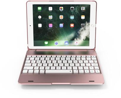 Flip Soort Abs Keyboard Case Met Folding Cover Beschermende Shell Draagbare Smart Bluetooth Toetsenbord Voor Ipad Air 9.7 Inch F19A roos goud