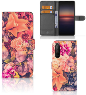 Flipcase Sony Xperia 1 II Telefoon Hoesje Cadeau voor Moeder Bosje Bloemen