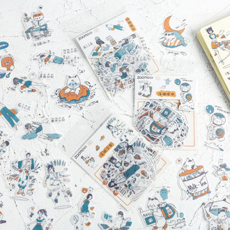 Floating girl series Decorative Stickers Scrapbooking Stick Label Diary Stationery Album cute cat Stickers