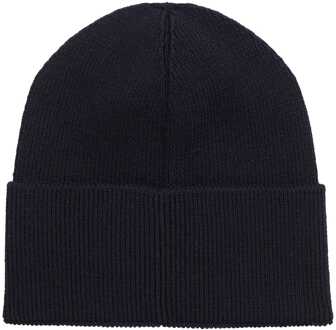 Floley muts in wolblend met logoborduring Donkerblauw - 1 maat