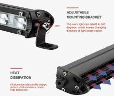 Flood Led Enkele Rij Lamp Offroad Rijden Atv Suv 6000K Wit