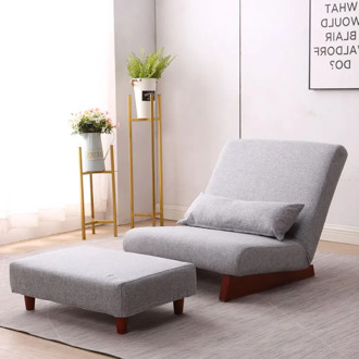 Floor Folding Single Sofa Chair With Ottoman Japanese Style Lounge Recliner Occasional Accent Chair For Living Room Furniture