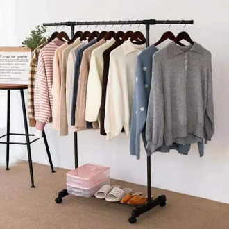 Floored Drying Rack Pole Style Coat Hanger Indoor Metal Clothing Rack Home Bedroom Storage Wardrobe Clothing Balcony Coat Rack