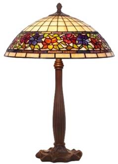 Flora tafellamp in Tiffany stijl, open aan de onderkant, 64cm bruin, crème, kleurrijk