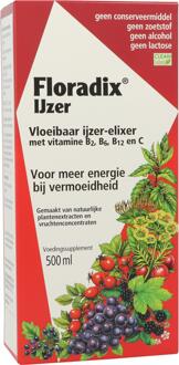 Floradix IJzer-elixir – Bij vermoeidheid – Voedingssupplement met ijzer en vitamine B12 – 500 ml