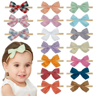 Floral Baby Haedband Bow Kids Nylon Hairband For Girls Elastic Headbands Spring Summer Head Band Cotton Linen Hair Accessories