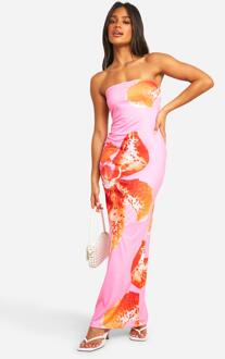 Floral Bandeau Maxi Dress, Pink - 14