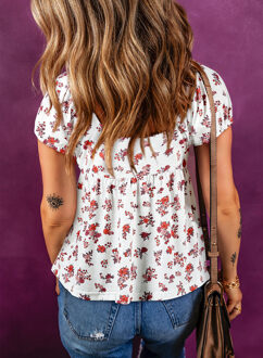Floral Knopenblouse Wit