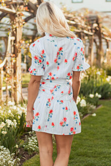 Florale Print Gelaagde Mini-jurk Wit