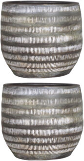 Floran 2x stuks bloempot mat terra bruin keramiek voor kamerplant H17 x D20 cm