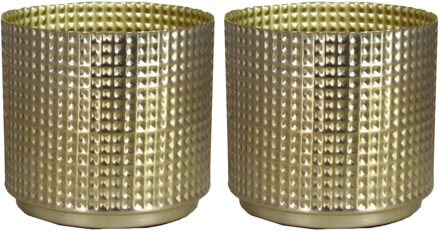 Floran 2x Stuks Bloempot/plantenpot Kavala van metaal in het goud D17 x H17 cm