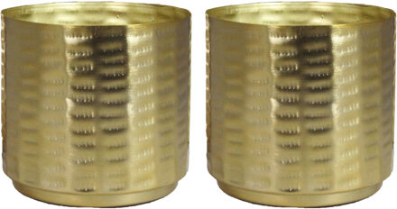 Floran 2x Stuks Bloempot/plantenpot Patras van metaal in het goud D14 x H13 cm