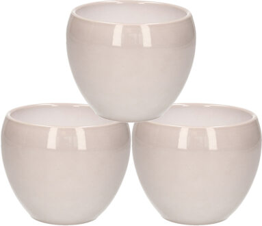 Floran 3x stuks bloempot grijs keramiek voor kamerplant H11.5 x D14 cm