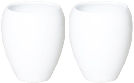 Floran Bloemen vaas - 2x stuks - wit - D25 x H28 cm - keramiek - bloemenvaas - bloempot