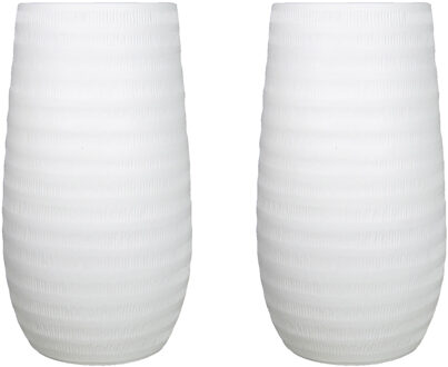 Floran Bloemenvaas - 2x - wit - mat - keramiek - boeketten/takken/bloemen - 50 x 26 cm