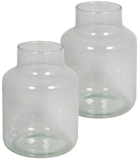 Floran Bloemenvaas Bela Arte - 2x - transparant glas - D15 x H20 cm - melkbus vaas met smalle hals