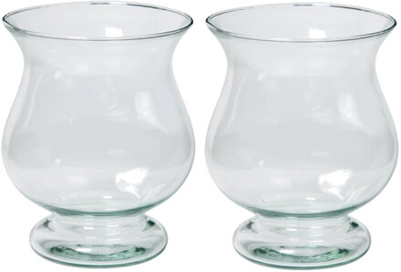 Floran Bloemenvaas Bora - 2x - kelk model - transparant eco glas - D17 x H20 cm
