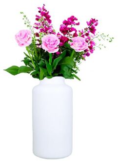 Floran Bloemenvaas - mat wit glas - H30 x D15 cm - Vazen