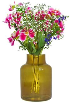 Floran Bloemenvaas - okergeel/transparant glas - H20 x D15 cm - Vazen