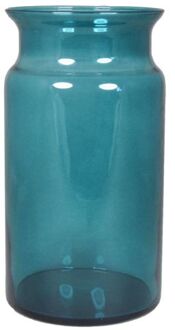 Floran Bloemenvaas - turquoise blauw/transparant glas - H29 x D16 cm - Vazen