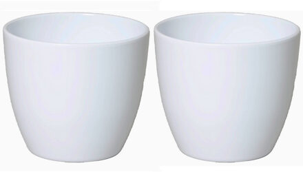 Floran Bloempot glanzend wit - 4x - keramiek - voor kamerplant - H22.5 x D25 cm