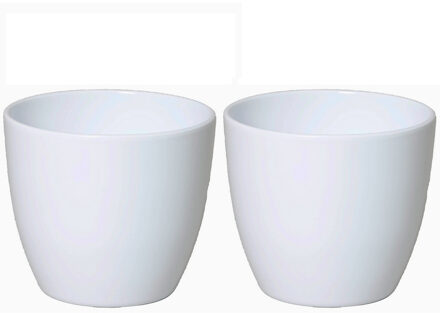 Floran Bloempot glanzend wit keramiek voor kamerplant H12.5 x D13.5 cm