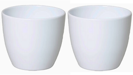 Floran Bloempot glanzend wit keramiek voor kamerplant H13.5 x D15.5 cm