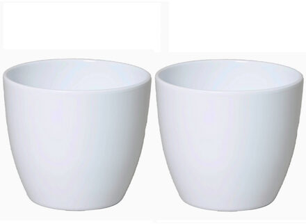 Floran Bloempot glanzend wit keramiek voor kamerplant H15 x D17.5 cm