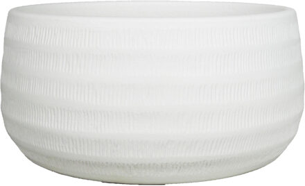 Floran Bloempot Lena - schaal - wit - mat - ribbel - 29 x 14 cm