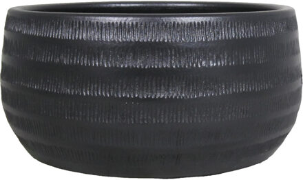 Floran Bloempot Lena - zwart - mat - ribbel - keramiek - 29 x 14 cm