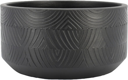 Floran Bloempot/plantenpot Loule - antraciet - relief - 34 x 15 cm