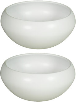 Floran Bloempot Rian - 2x - schaal - mat wit - keramiek - 30 x 13 cm