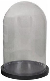 Floran Decoratie stolp - glas - houten zwart plateau - D22 x H30 cm