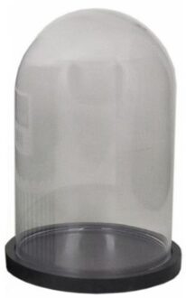 Floran Glazen decoratie stolp op plateau - zwart - 16 cm - Home Deco stolpen