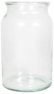 Floran Glazen melkbus bloemen vaas/vazen smalle hals 14.5 x 23 cm