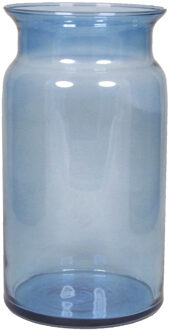 Floran Glazen melkbus vaas/vazen blauw 7 liter smalle hals 16 x 29 cm