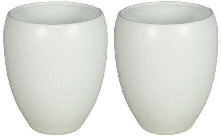 Floran Plantenpot - 2x stuks - wit - mat - keramiek - 28 x 25 cm