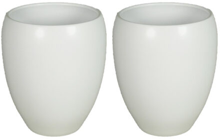 Floran Plantenpot - 2x - wit - mat - keramiek - 23.5 x 20 cm