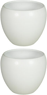 Floran Plantenpot - 3x - wit - mat - keramiek - 14 x 11 cm