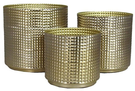 Floran Plantenpot Kavala - set van 3 - metaal - goudkleurig - bloempot