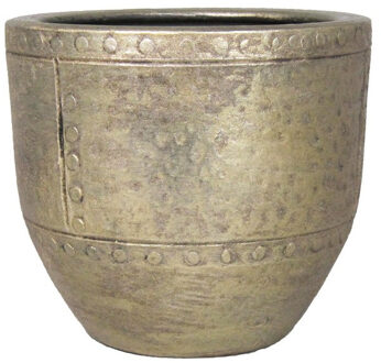 Floran Plantenpot - keramiek - industrieel goud - 21 x 23 cm - Plantenpotten Goudkleurig