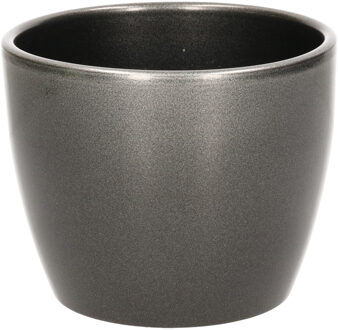 Floran Plantenpot - zilver - glans - keramiek - 10 x 12 cm - Plantenpotten Zilverkleurig