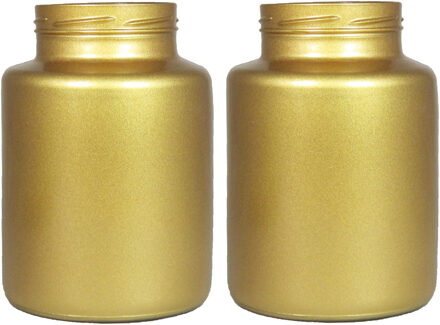 Floran Set van 2x bloemenvazen - mat goud glas - H20 x D14.5 cm