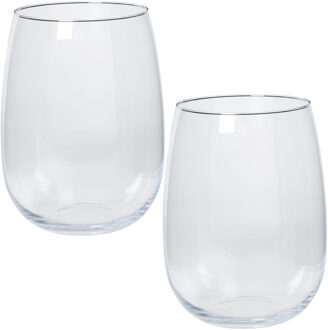 Floran Set van 2x stuks glazen vaas/vazen Julia 10 liter wijd uitlopend 22 x 26 cm - Vazen Transparant