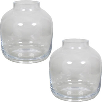 Floran Set van 2x stuks glazen vaas/vazen Mensa 6,5 liter smalle hals 19 x 21 cm - Vazen Transparant