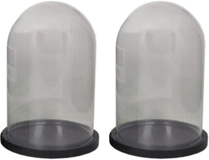 Floran stolp op plateau - 2x - zwart - glas - D15xH25 cm - decoratie - woonaccessoires