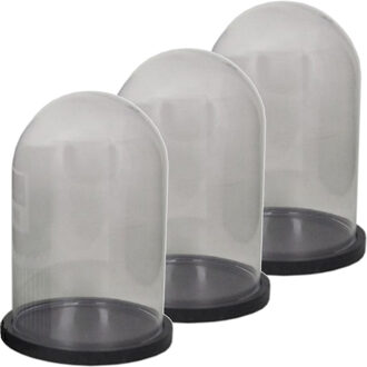 Floran stolp op plateau - 3x - zwart - glas - D15xH25 cm - decoratie - woonaccessoires