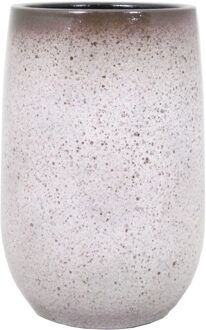 Floran Vaas Mandy - mat wit met flakes - keramiek - 22 x 40 cm